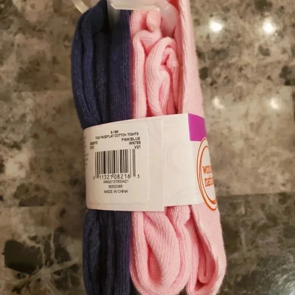 Pink Fox and Blue Toddler Tights